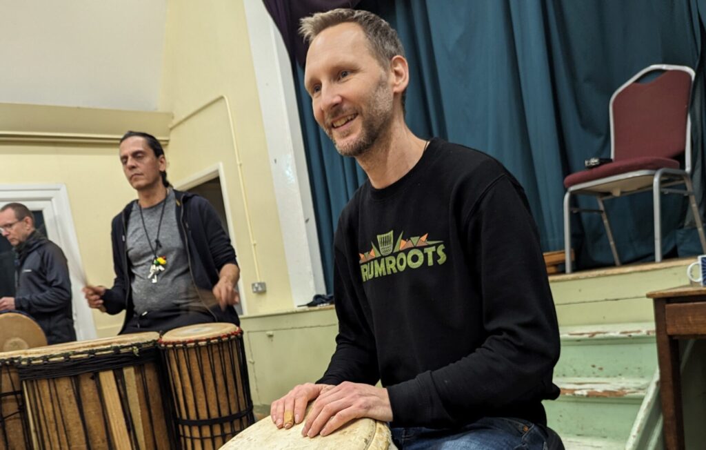 Two men with African drums