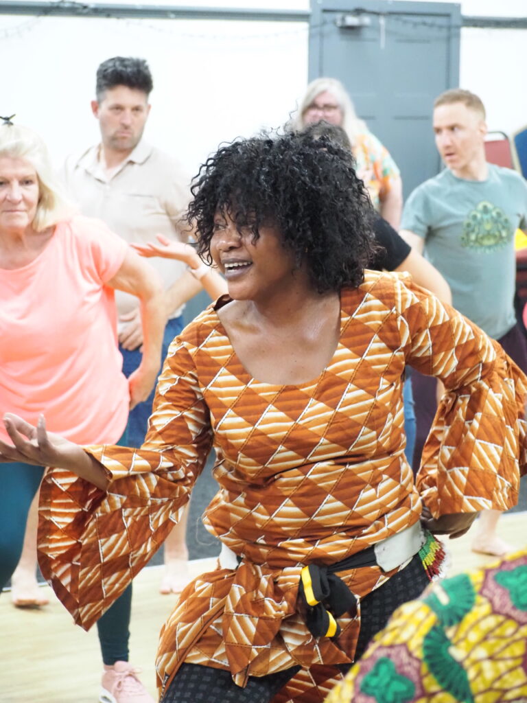 Jokeh Sillah leading a West African dance workshop in Manchester